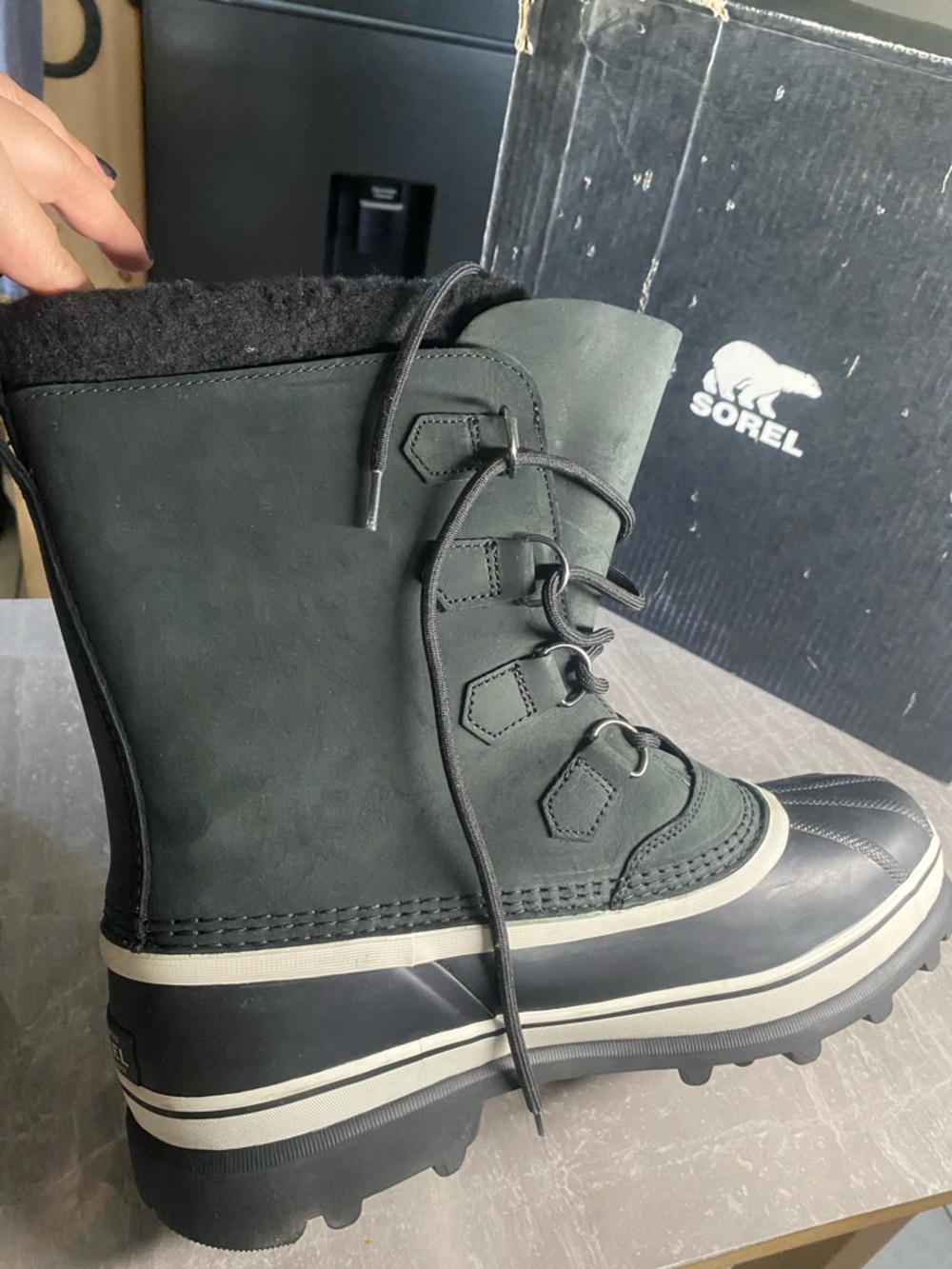 SOREL Caribou Waterproof Boot Insulated Black Dark Stone Natural Rubber Men's 13 - Picture 2 of 16